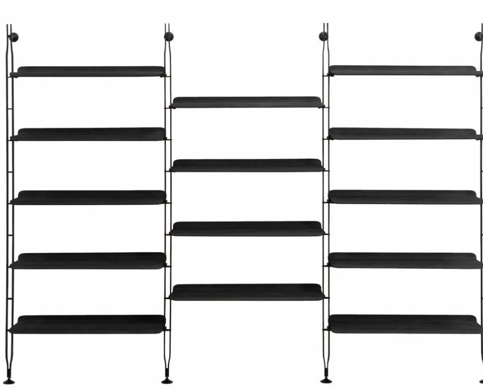 Adam Wood Hylla | 14 hyllor/4 gavlar | Black Ash / Black
