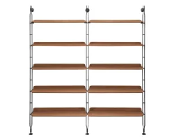 Adam Wood Hylla | 10 hyllor/3 gavlar | Dark Wood / Black
