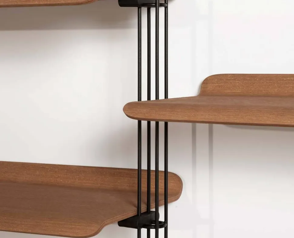 Adam Wood Hylla | 14 hyllor/4 gavlar | Dark Wood / Black
