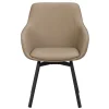 Alison Karmstol | Beige Läder | Svarta Metallben