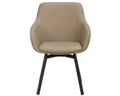 Alison Karmstol | Beige Läder | Svarta Metallben