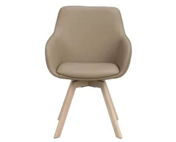 Alison Karmstol | Beige Läder | Vitpigm. Ekben
