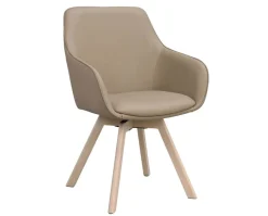 Alison Karmstol | Beige Läder | Vitpigm. Ekben