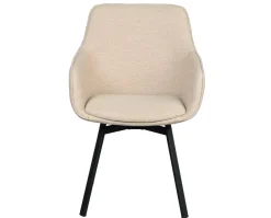 Alison Karmstol | Ljusbeige tyg | Svarta Metallben