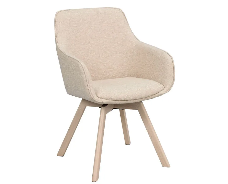 Alison Karmstol | Ljusbeige tyg | Vitpigm. Ekben
