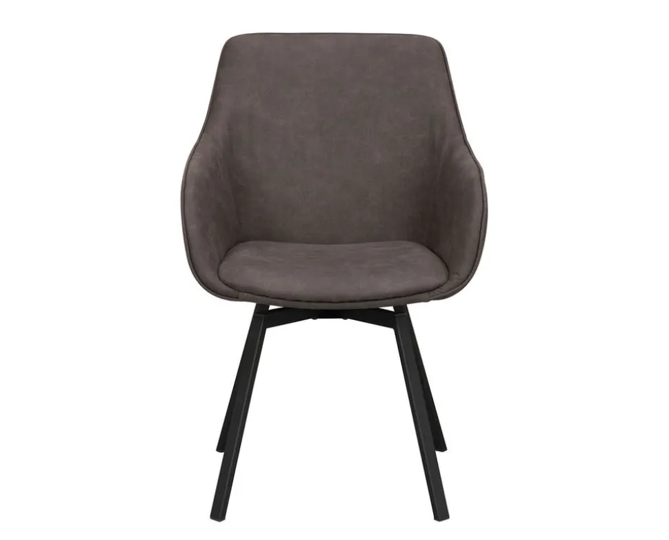 Alison Karmstol | Mörkgrå Microfiber | Svarta Metallben