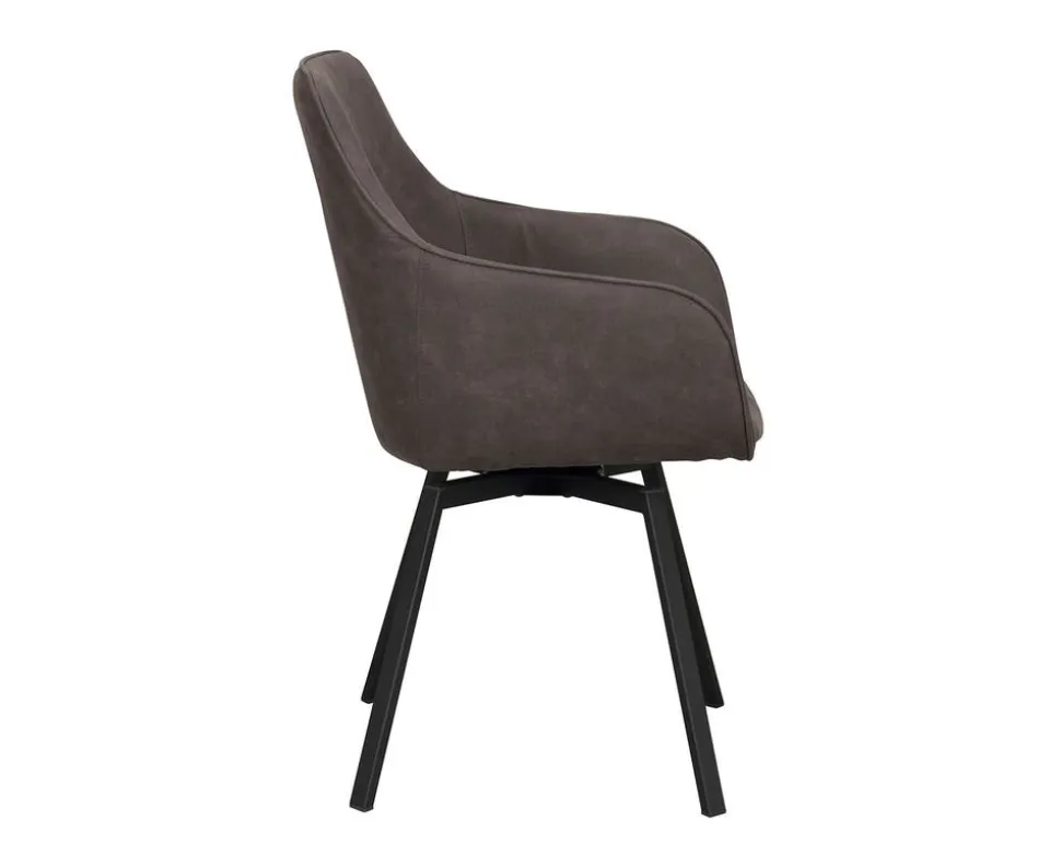 Alison Karmstol | Mörkgrå Microfiber | Svarta Metallben