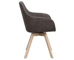Alison Karmstol | Mörkgrå Microfiber | Vitpigm. Ekben