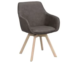 Alison Karmstol | Mörkgrå Microfiber | Vitpigm. Ekben