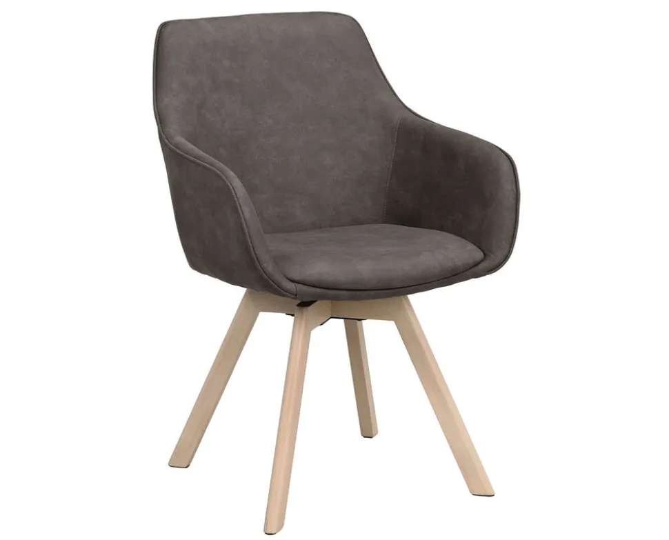 Alison Karmstol | Mörkgrå Microfiber | Vitpigm. Ekben
