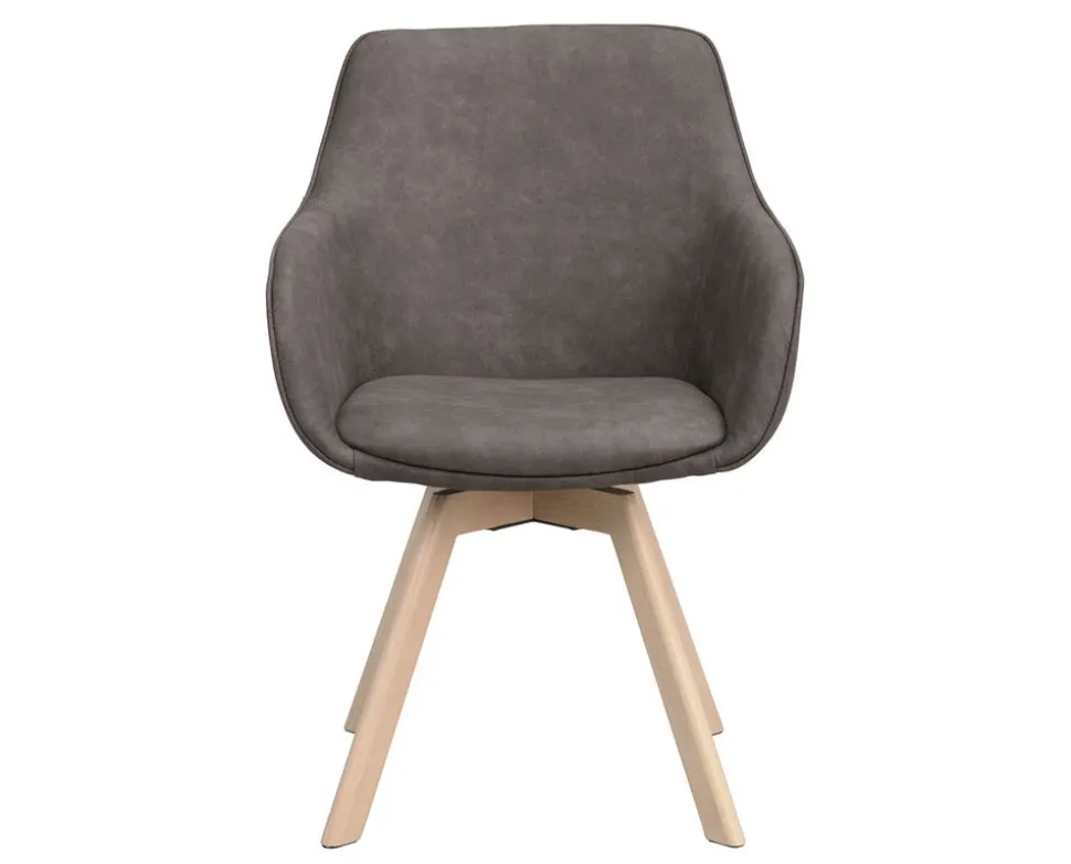 Alison Karmstol | Mörkgrå Microfiber | Vitpigm. Ekben