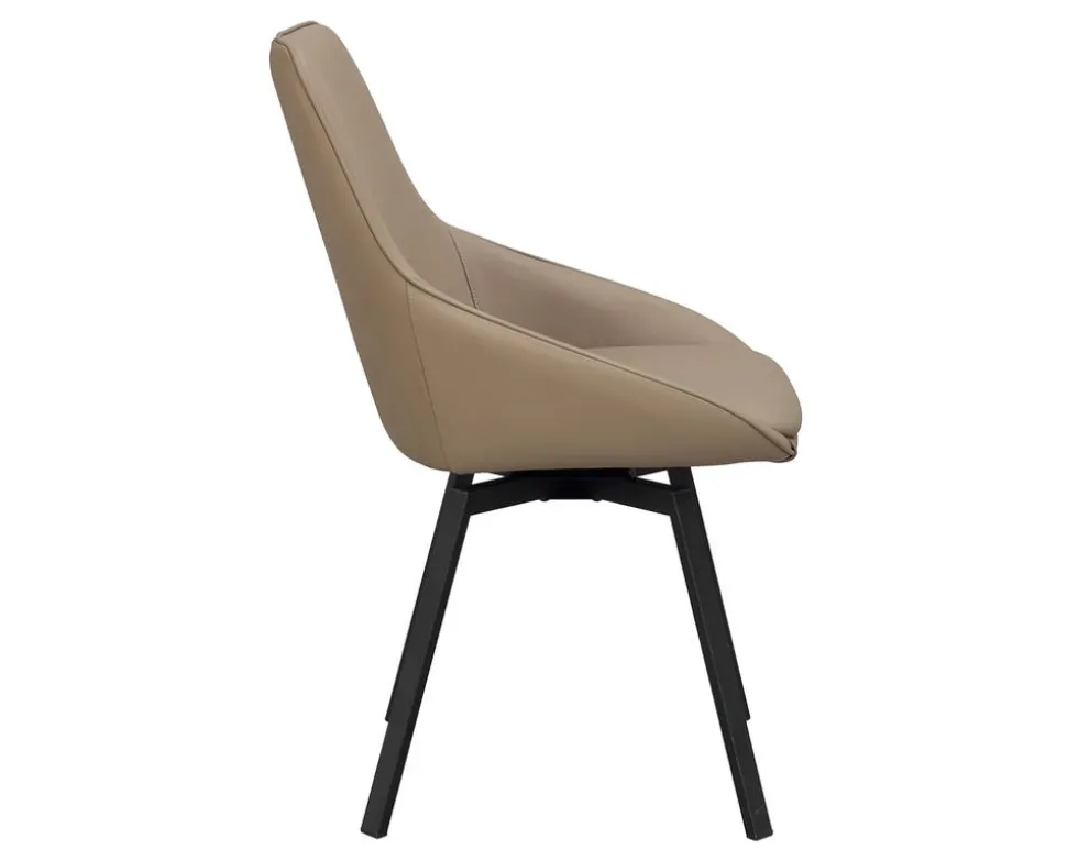 Alison Stol | Beige Läder | Svarta Metallben