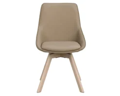 Alison Stol | Beige Läder | Vitpigm. Ekben