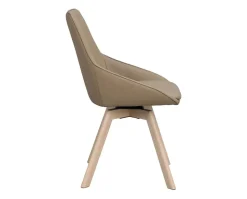 Alison Stol | Beige Läder | Vitpigm. Ekben