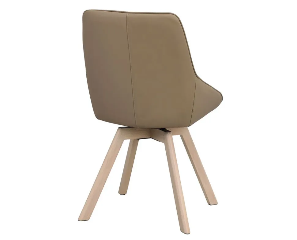 Alison Stol | Beige Läder | Vitpigm. Ekben