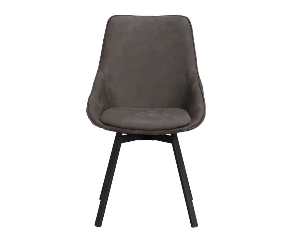 Alison Stol | Mörkgrå Microfiber | Svarta Metallben