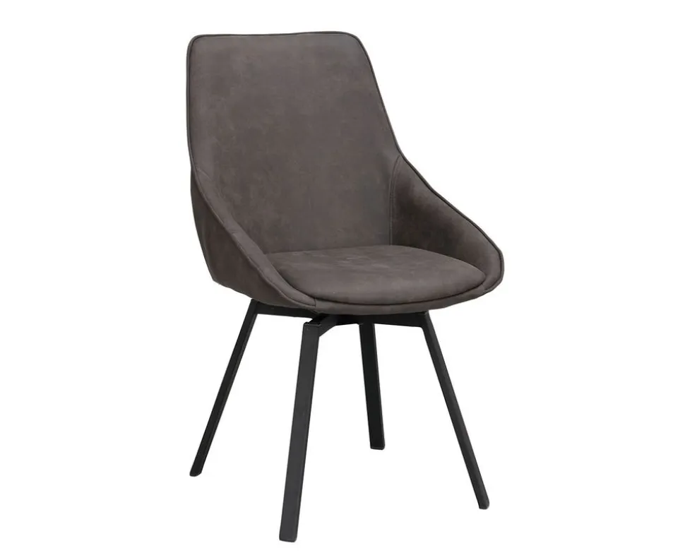 Alison Stol | Mörkgrå Microfiber | Svarta Metallben