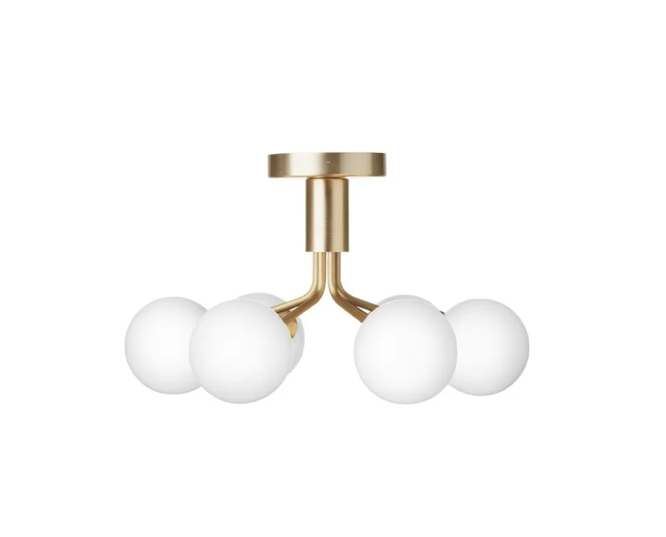 Apiales 6 Ceiling Taklampa | Brushed Brass/Opal