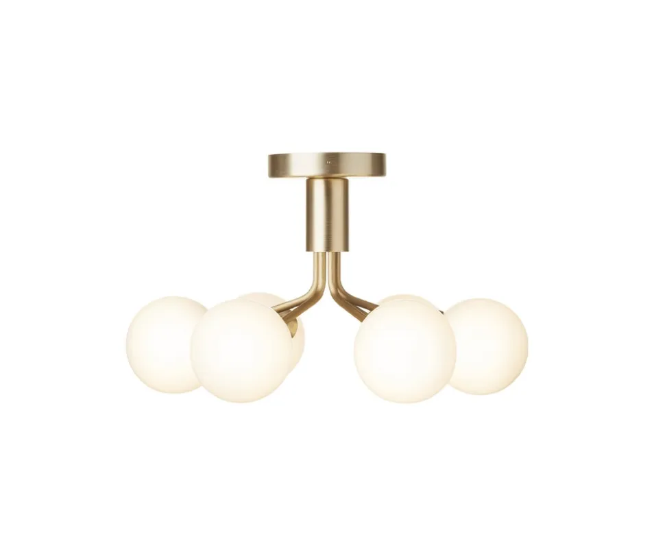 Apiales 6 Ceiling Taklampa | Brushed Brass/Opal