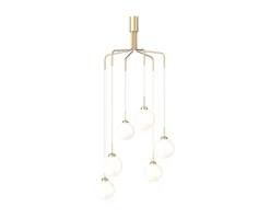Apiales Cluster Taklampa | Brushed Brass/Opal
