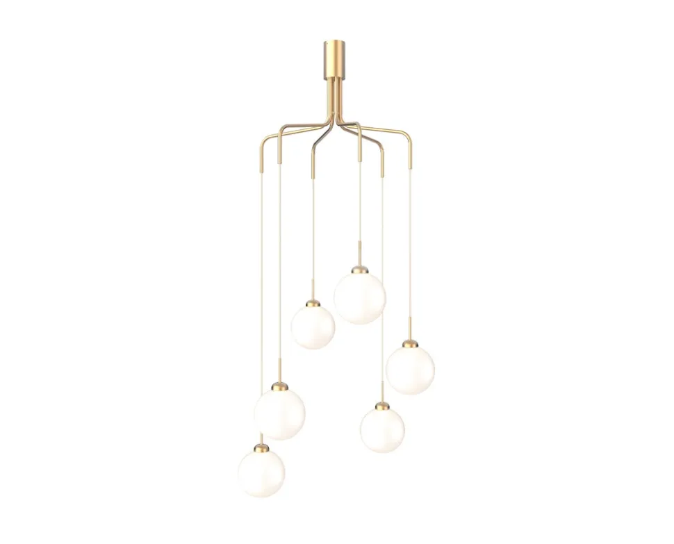 Apiales Cluster Taklampa | Brushed Brass/Opal
