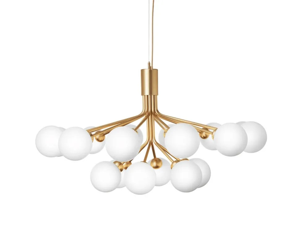 Apiales 18 Ljuskrona | Brushed Brass/Opal