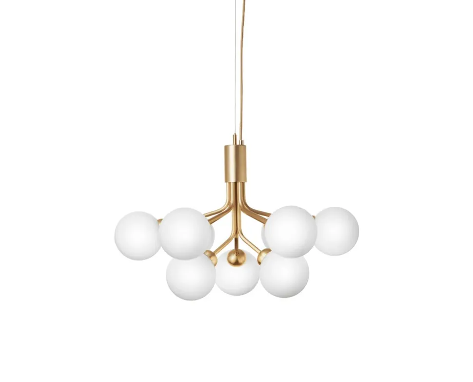 Apiales 9 Ljuskrona | Brushed Brass/Opal