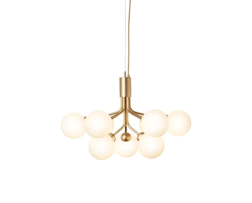 Apiales 9 Ljuskrona | Brushed Brass/Opal