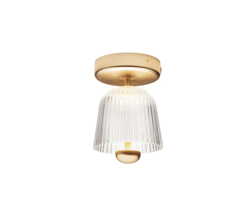 Asteea Ceiling Taklampa | Satin Brass/RIpple Clear