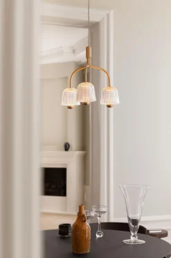 Asteea 3 Ljuskrona | Satin Brass/Ripple Clear