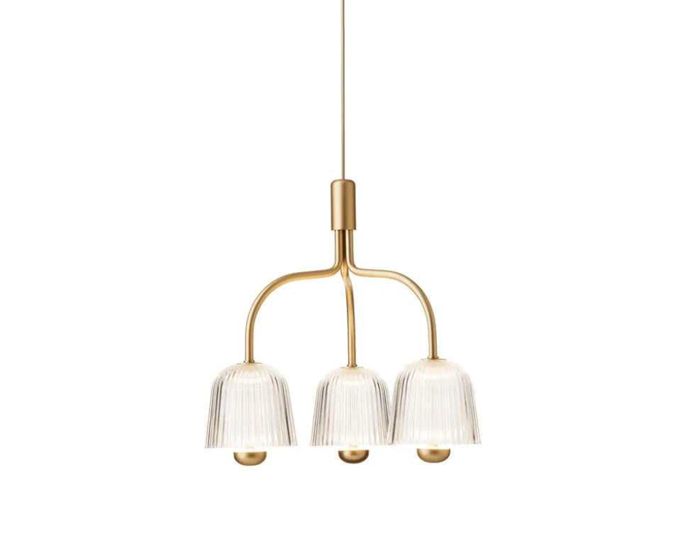 Asteea 3 Ljuskrona | Satin Brass/Ripple Clear