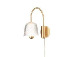 Asteea Vägglampa | Satin Brass/Ripple Clear