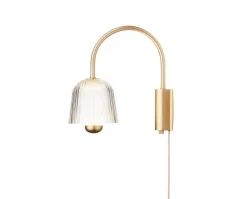 Asteea Vägglampa | Satin Brass/Ripple Clear