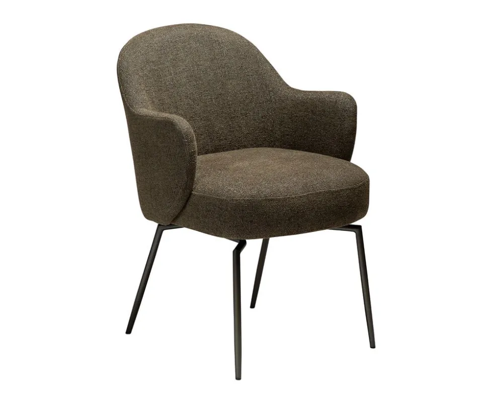 Bae Snurrstol | Dark Olive Bouclé/Antique Pewter
