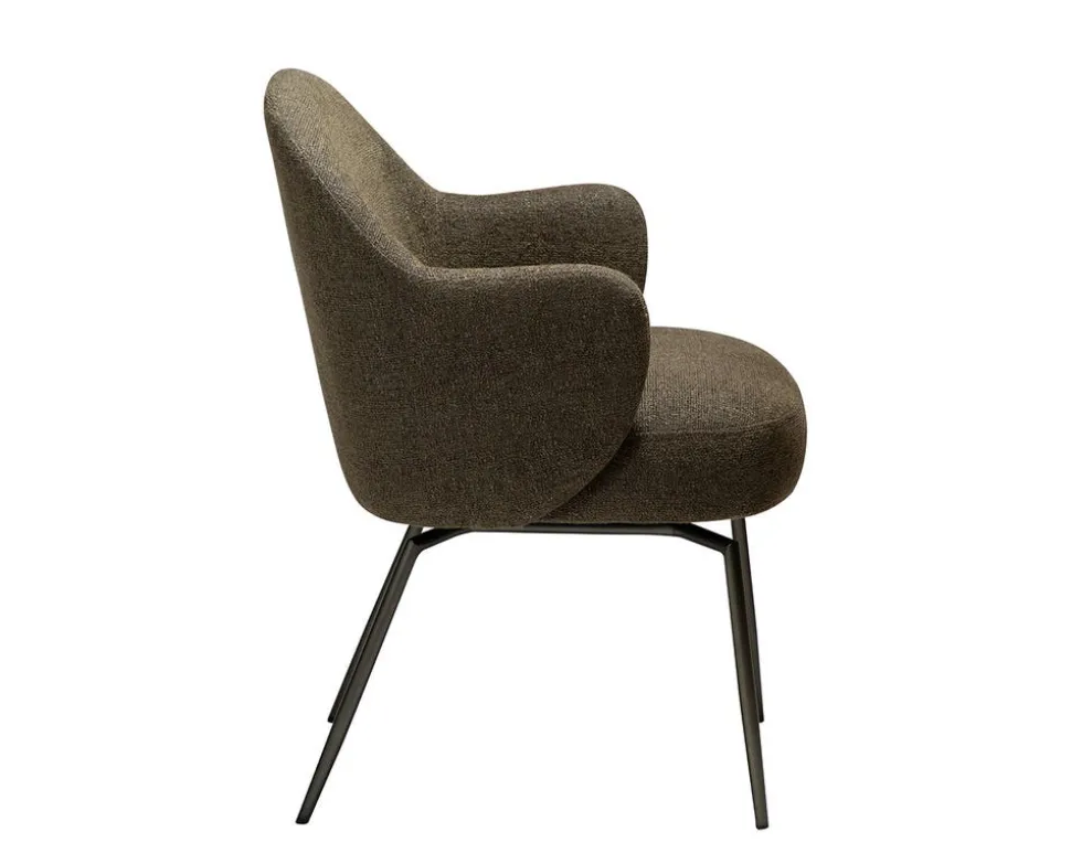 Bae Snurrstol | Dark Olive Bouclé/Antique Pewter