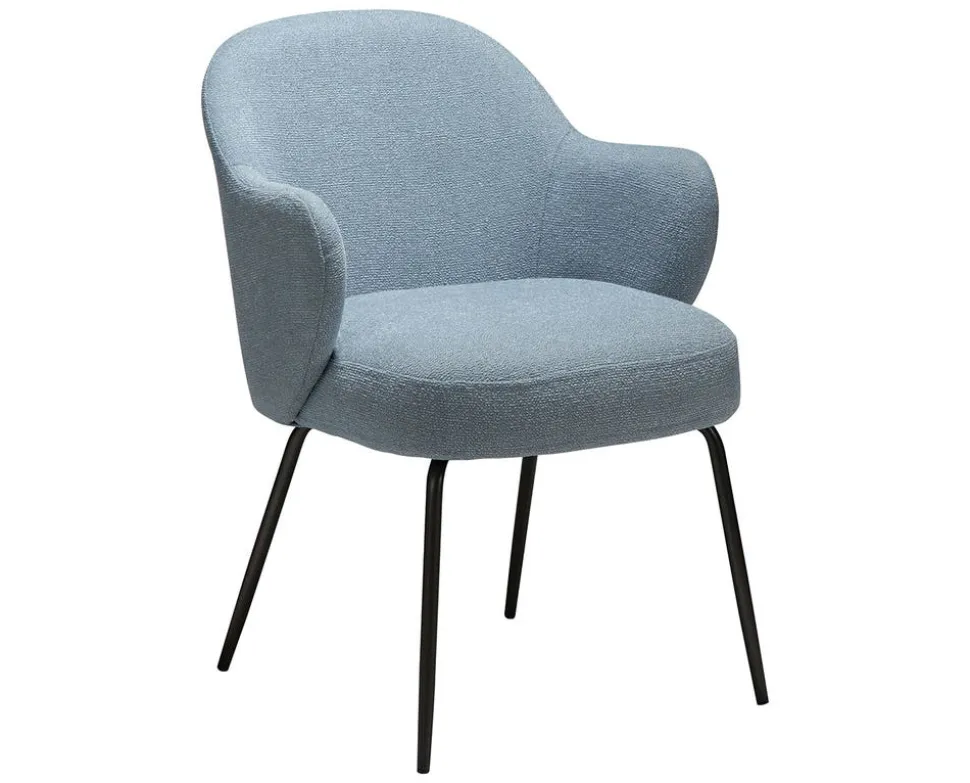 Bae Stol | Blue Fog Bouclé | Antik mässing