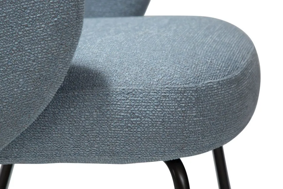 Bae Stol | Blue Fog Bouclé | Antik mässing