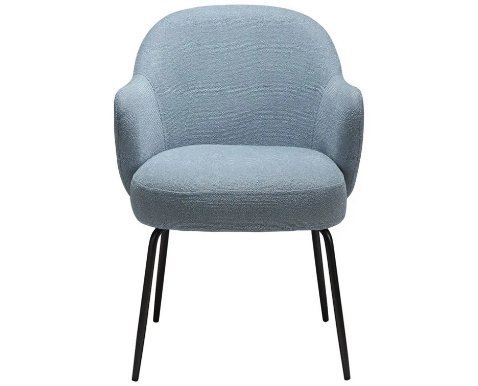 Bae Stol | Blue Fog Bouclé | Antik mässing