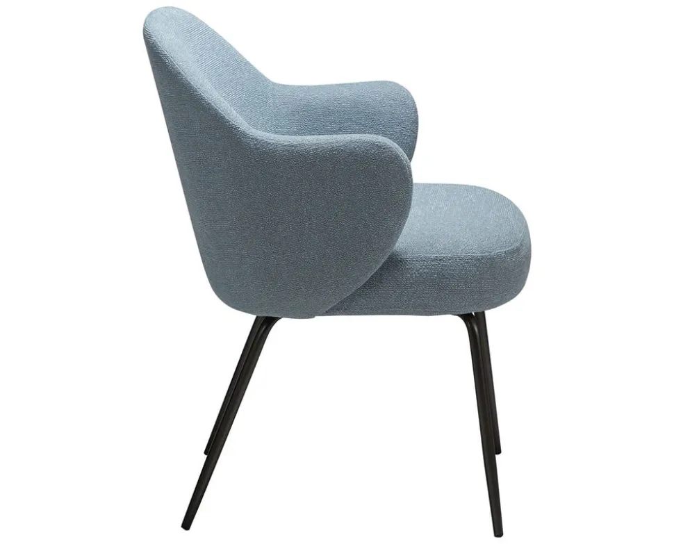 Bae Stol | Blue Fog Bouclé | Antik mässing
