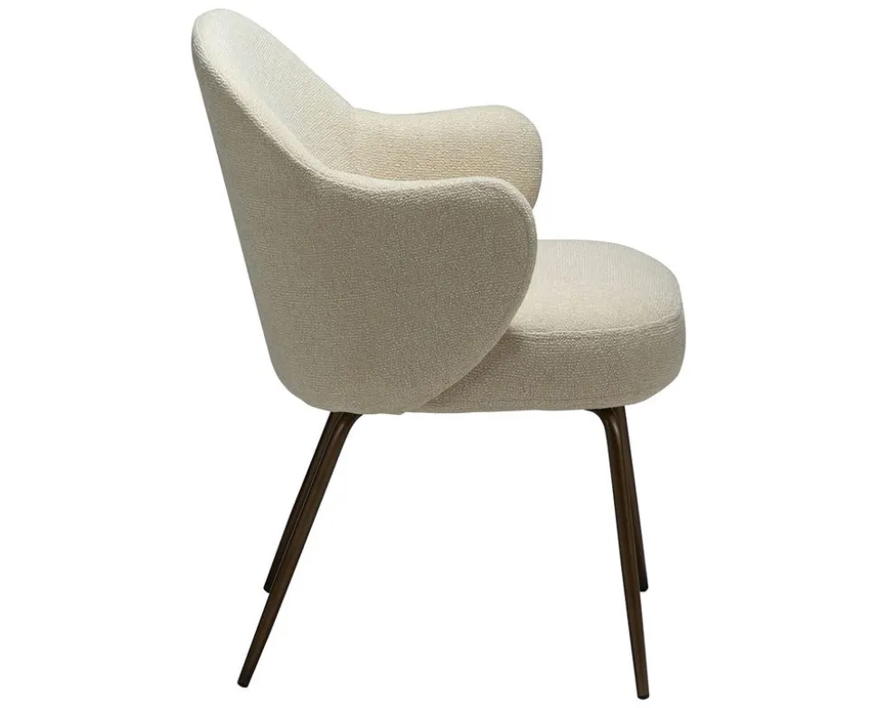 Bae Stol | Frosted Almond Bouclé | Antik mässing