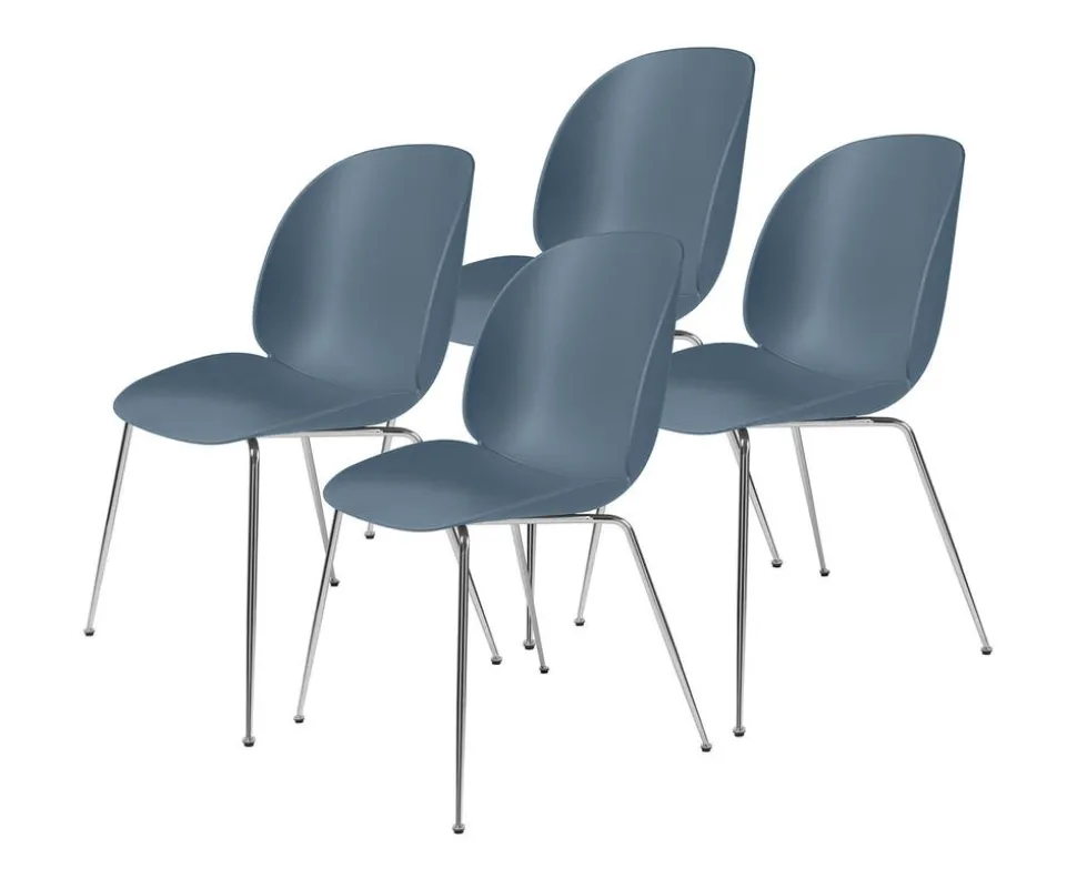 Beetle Stol | Plast, Conic metallben - 4-pack