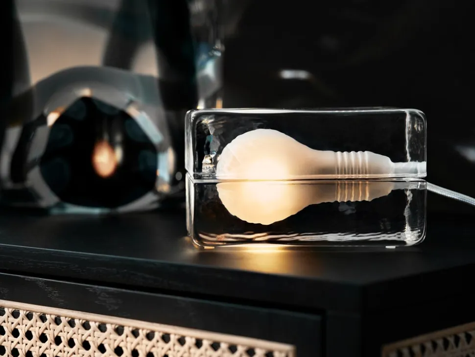Block Lampa | Vit Textilsladd