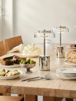 Blossi Table Mini Portabel Lampa | Chrome/Clear