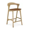 Bok Barstol SH66 | Lädersits Cognac, Lackad Ek