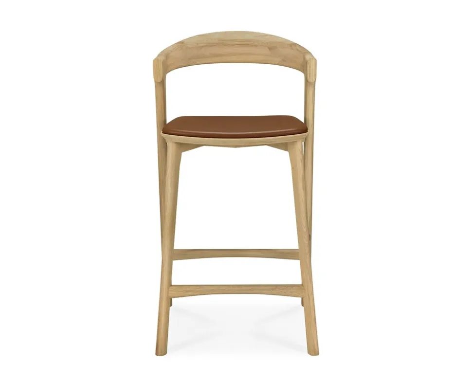 Bok Barstol SH66 | Lädersits Cognac, Lackad Ek