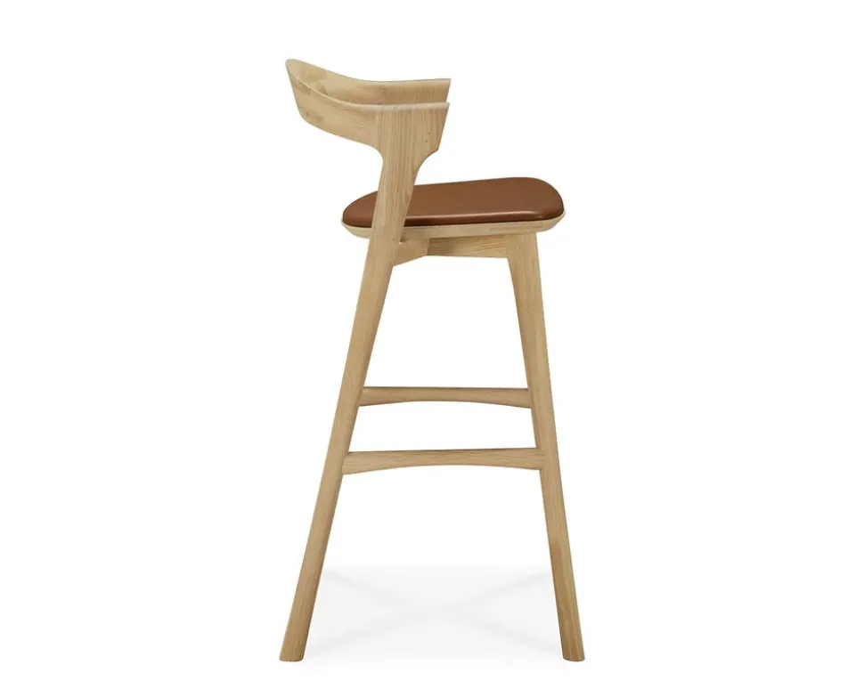 Bok Barstol SH76 | Lädersits Cognac, Lackad Ek