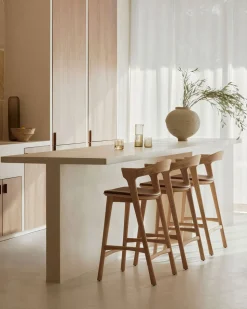 Bok Barstol SH76 | Lädersits Cognac, Lackad Ek