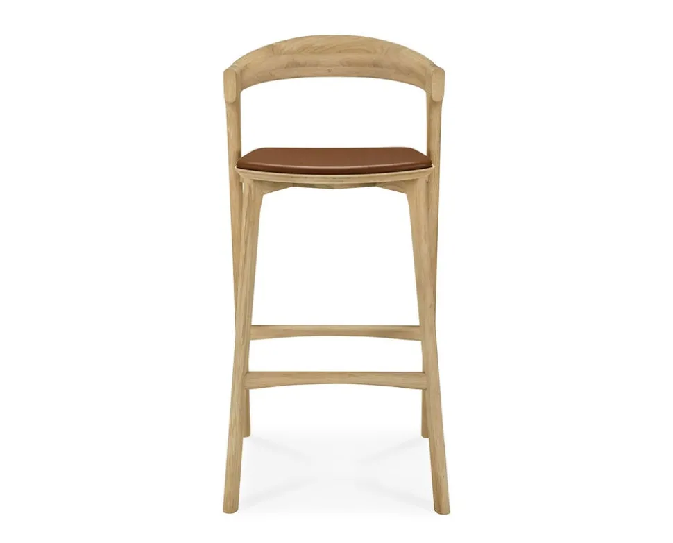 Bok Barstol SH76 | Lädersits Cognac, Lackad Ek