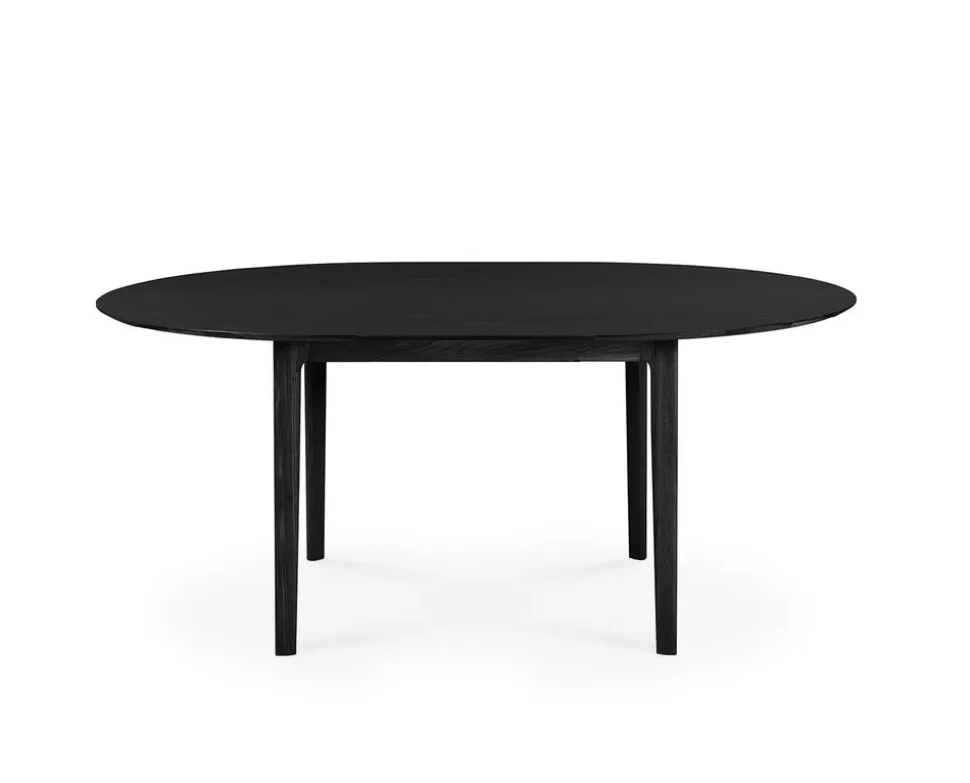 Bok Matbord Runt | Svartlackad Ek | 129-179x129 cm