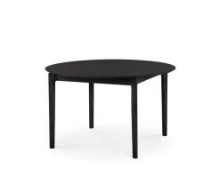 Bok Matbord Runt | Svartlackad Ek | 129-179x129 cm